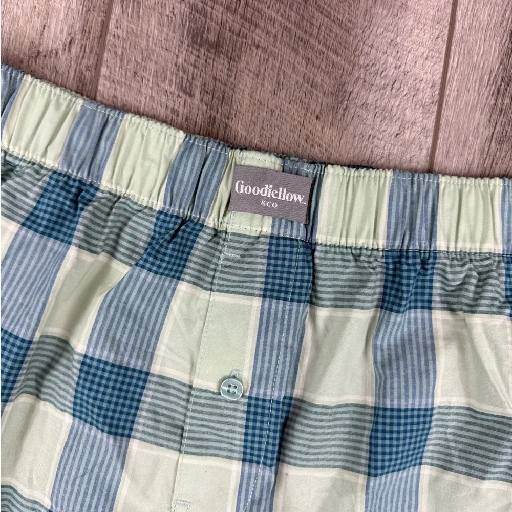 Goodfellow Men’s Teal Checker Boxers‎